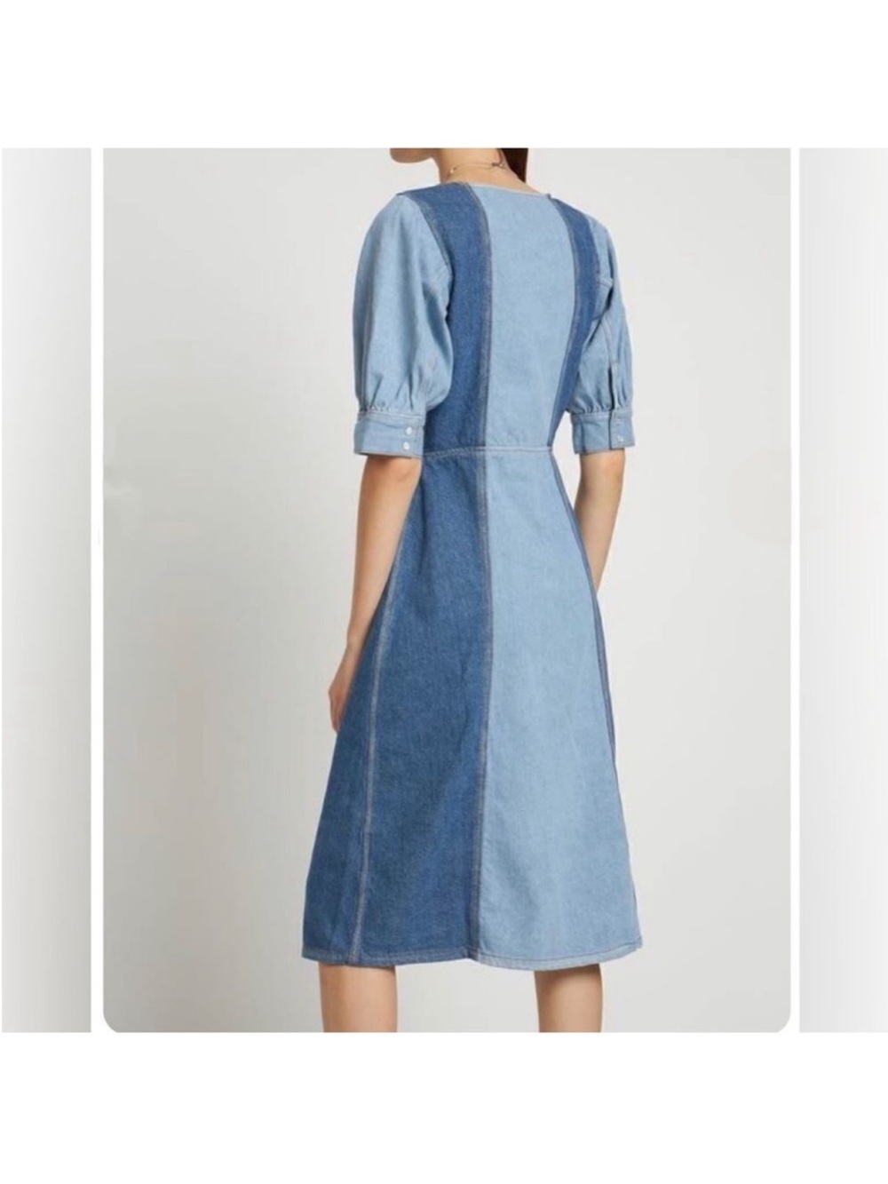 Ganni Two-Tone Denim Dress size 34 - Picture 5 of 14